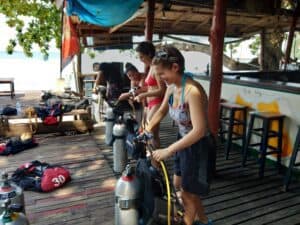 Learning to put your equipment together is part of your diving course