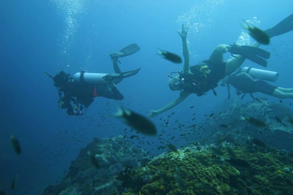 Divers on their open water course dive 4