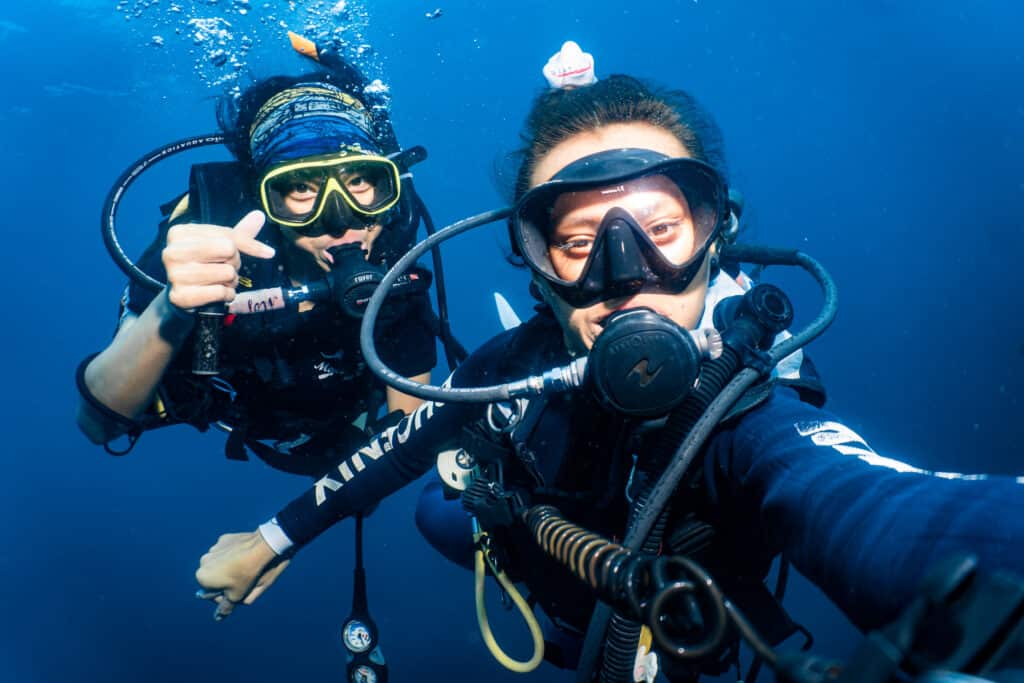 A student learning to dive on Koh Tao