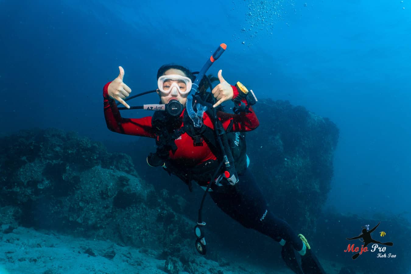 A diver on their Koh Tao open water course