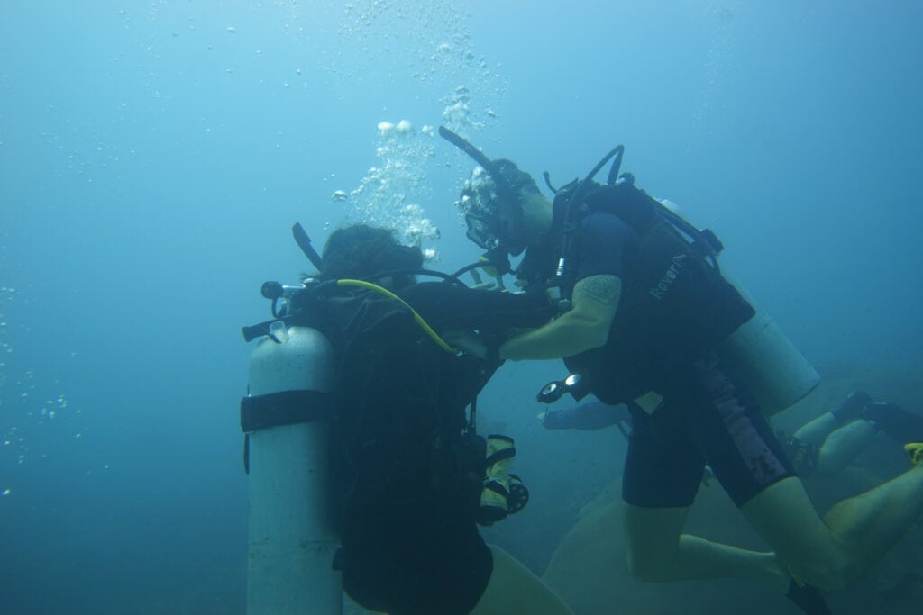 Skills practice while diving in monsoon